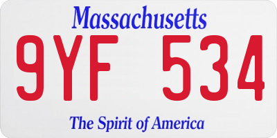 MA license plate 9YF534