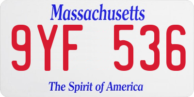 MA license plate 9YF536
