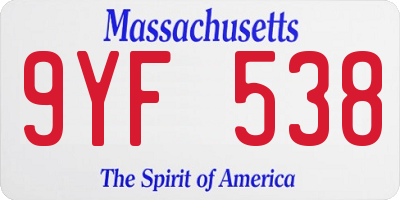 MA license plate 9YF538
