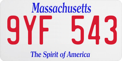 MA license plate 9YF543