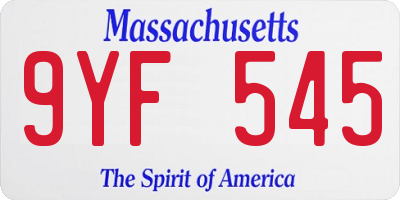 MA license plate 9YF545