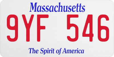 MA license plate 9YF546