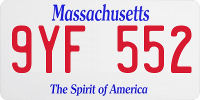 MA license plate 9YF552