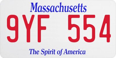 MA license plate 9YF554