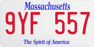 MA license plate 9YF557