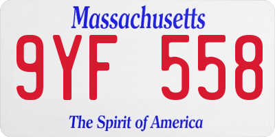 MA license plate 9YF558