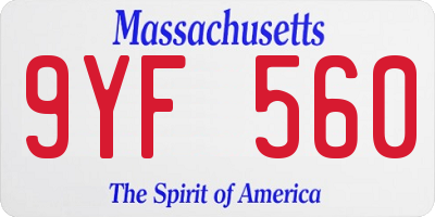 MA license plate 9YF560