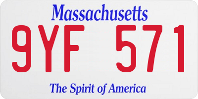 MA license plate 9YF571