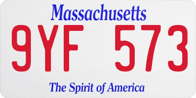 MA license plate 9YF573