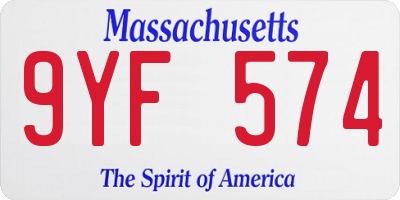 MA license plate 9YF574