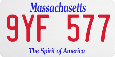 MA license plate 9YF577