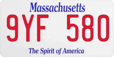MA license plate 9YF580