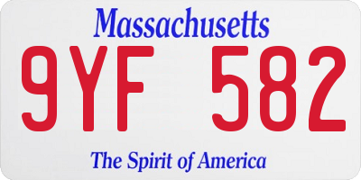 MA license plate 9YF582