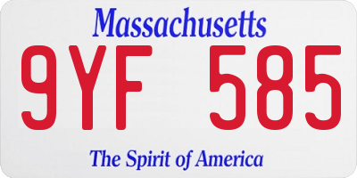 MA license plate 9YF585