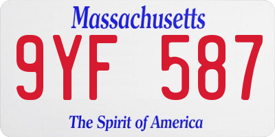 MA license plate 9YF587