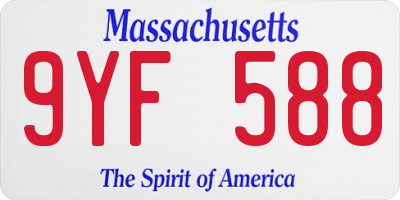 MA license plate 9YF588
