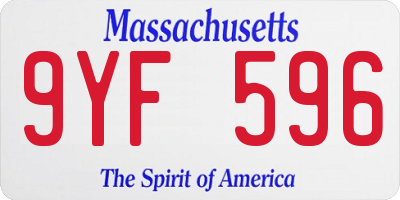 MA license plate 9YF596