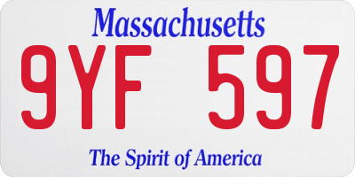 MA license plate 9YF597