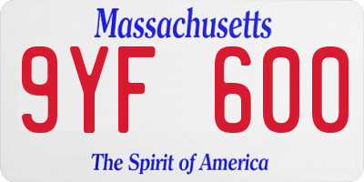MA license plate 9YF600