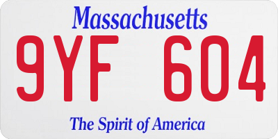 MA license plate 9YF604