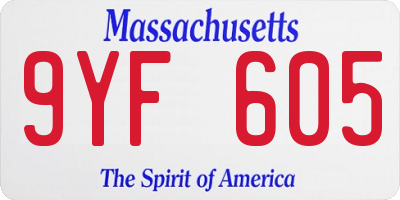 MA license plate 9YF605
