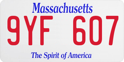 MA license plate 9YF607