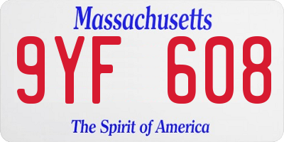 MA license plate 9YF608