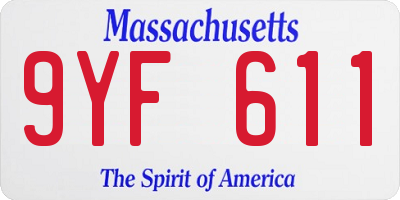 MA license plate 9YF611