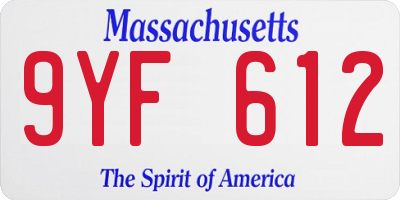 MA license plate 9YF612