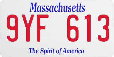 MA license plate 9YF613