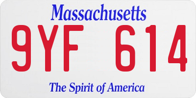 MA license plate 9YF614