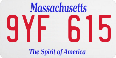 MA license plate 9YF615