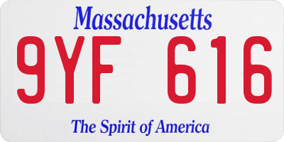 MA license plate 9YF616