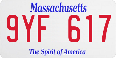 MA license plate 9YF617