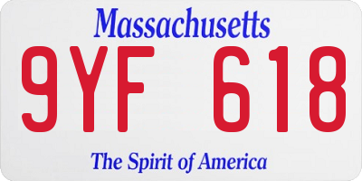 MA license plate 9YF618