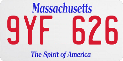 MA license plate 9YF626