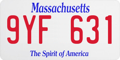 MA license plate 9YF631