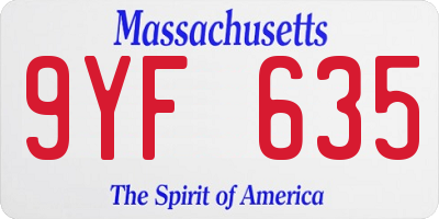 MA license plate 9YF635