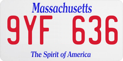 MA license plate 9YF636