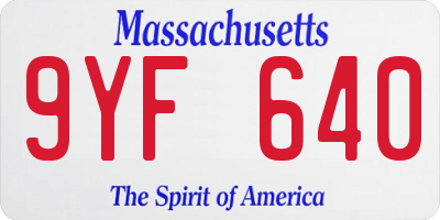 MA license plate 9YF640