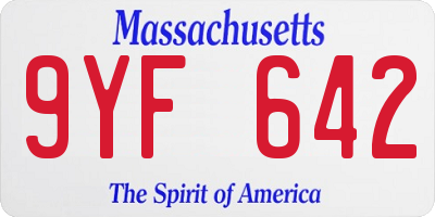 MA license plate 9YF642