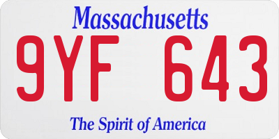 MA license plate 9YF643