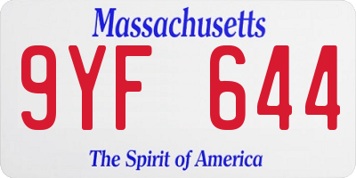 MA license plate 9YF644