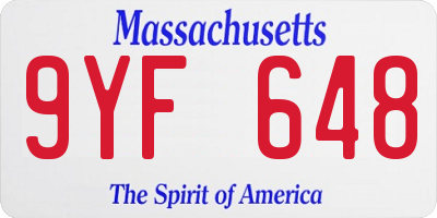 MA license plate 9YF648