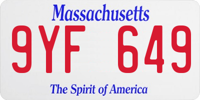 MA license plate 9YF649