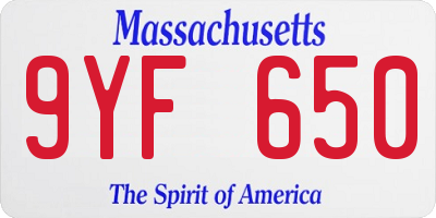 MA license plate 9YF650