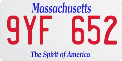 MA license plate 9YF652