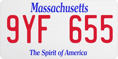 MA license plate 9YF655