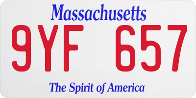 MA license plate 9YF657
