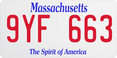 MA license plate 9YF663